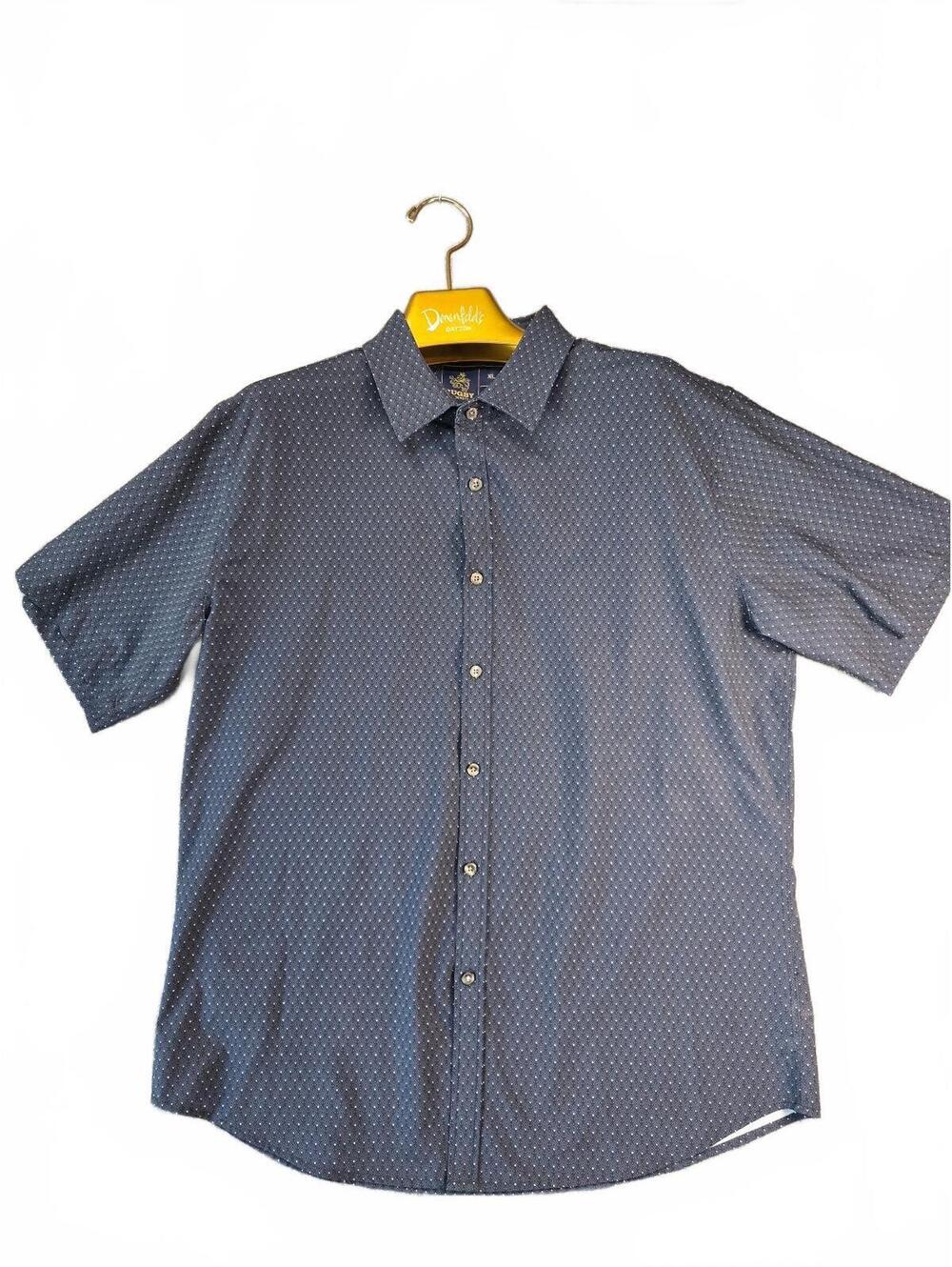 Rugby University Men's XL Stretch Short Sleeve Button-Up Shirt, Navy